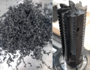 Chips generated during cutting – Ø16 mm tool